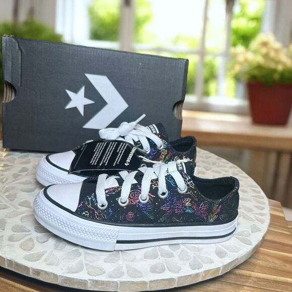 Converse Chuck Taylor All Star CTAS Low PS “Butterfly Shine” Kids Size 11 - Picture 5 of 15